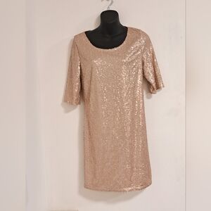 B Sharpe Sparkling Sequin Mini Dress in Champagne Juniors Size Large